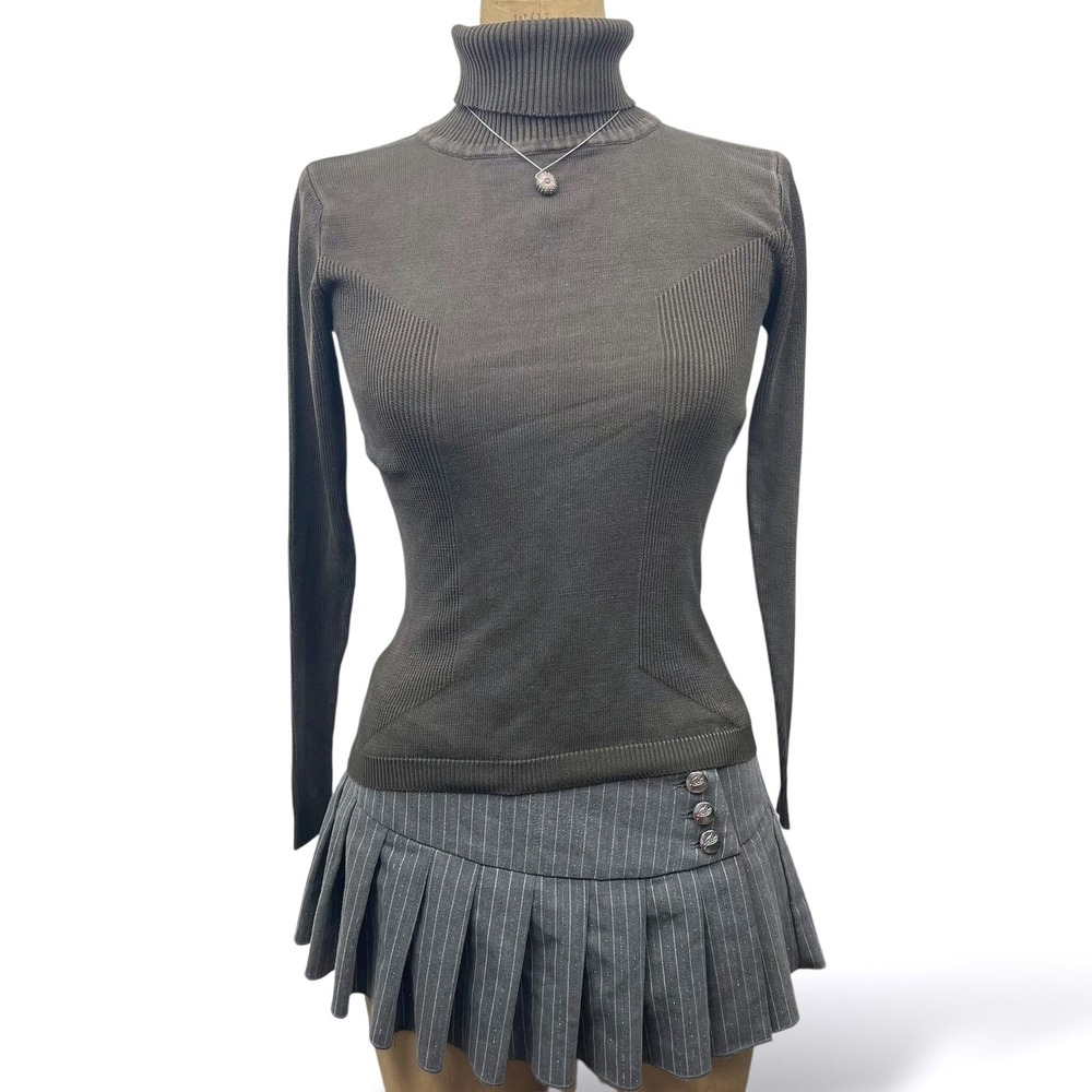 90's Votre Nom Turtleneck Minimalist Elevated Chic Ribbed 100%‎ Silk Knit Size S
